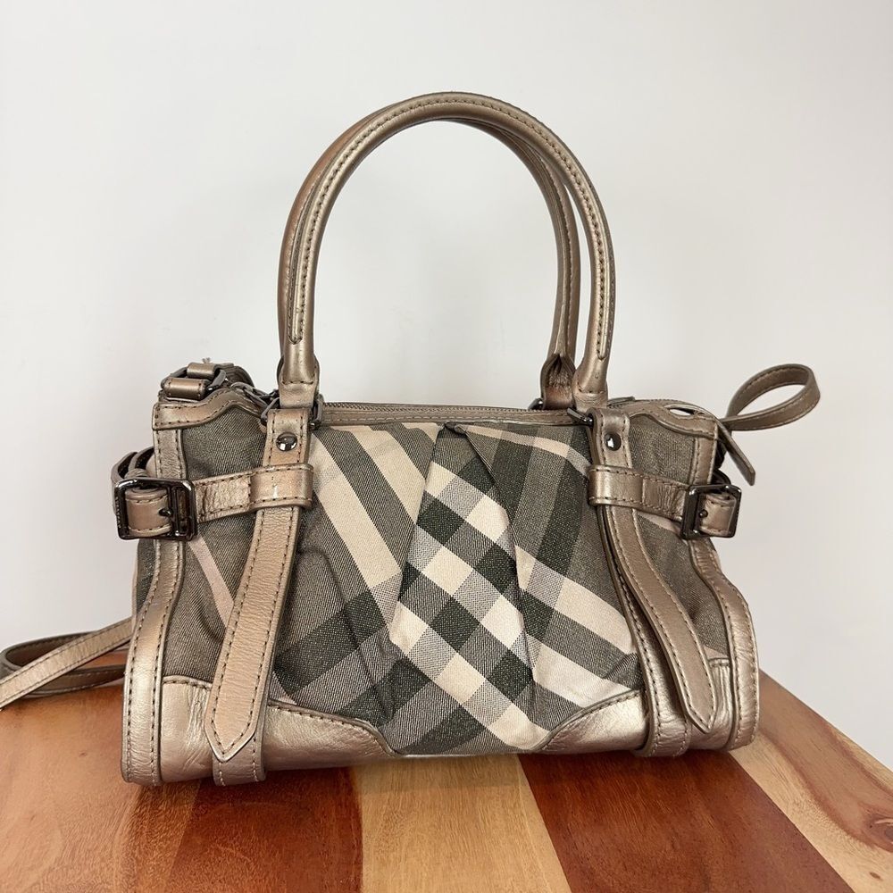 Pre-Owned Burberry Satchel Shimmer Nova Check Canvas - Picture 2 of 11
